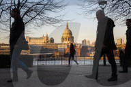 Street scene at St Pauls Cathedral, Southwark, London, England