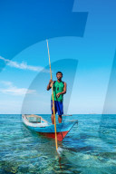 Portrait Bajau Fisherman scouring the ocean, Togian Islands, Indonesia.