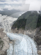 Aerial view of the Davidson Glacier, a valley glacier formed in the Chilkat Range near Haines, Alaska, USA.
