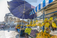 View of Museum of Ceramics and market stalls in Monastiraki Square, Monastiraki District, Athens, Greece, Europe