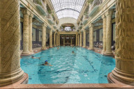 People bathing in GellÃ©rt Thermal Baths, Budapest, Hungary, Europe