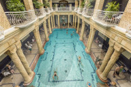 People bathing in GellÃ©rt Thermal Baths, Budapest, Hungary, Europe