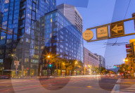 View of Market Street at dusk, San Francisco, California, United States of America, North America