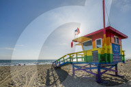 View of Lifeguard Watchtower on Venice Beach, Los Angeles, California, United States of America, North America