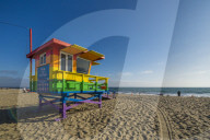View of Lifeguard Watchtower on Venice Beach, Los Angeles, California, United States of America, North America