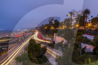 View of Pacific Coastal Highway at dusk, Santa Monica, Los Angeles, California, United States of America, North America
