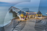 View of Cromer Pier at dusk, Cromer, Norfolk, England, United Kingdom, Europe