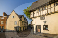 View of Elm Hill cobbled street and architecture, Norfolk, England, United Kingdom, Europe