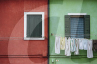 Exterior facades of colourful buildings, Burano, Veneto Province, Italy, Europe