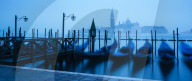 Gondolas on the waterfront of St Mark's Basin at dawn, Venice, Veneto Province, Italy, Europe