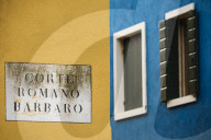 Exterior facades of colourful buildings, Burano, Veneto Province, Italy, Europe