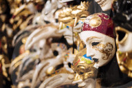 Traditional Venetian masks on display, San Marco, Venice, Veneto Province, Italy, Europe