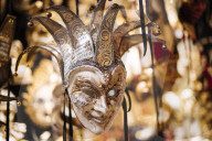 Traditional Venetian masks on display, San Marco, Venice, Veneto Province, Italy, Europe
