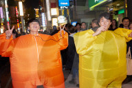 Two Japanese men at the Halloween celebrations in Shibuya, Tokyo