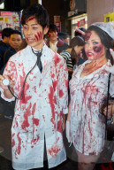 Doctors and nurses zombie costumesat the Halloween celebrations in Shibuya, Tokyo