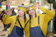 Young Japanese girls dressed as Minions at the Halloween celebrations in Shibuya, Tokyo