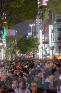 Crowds of people during theHalloween celebrations in Shibuya, Tokyo