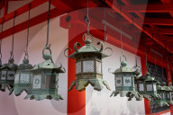 Bronze lanterns at Kasuga Grand shrine (Kasuga-taisha) in Nara Park.
