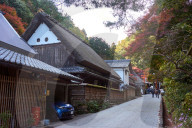 Saga Toriimoto is a narrow preserved historical street in Arashiyama.