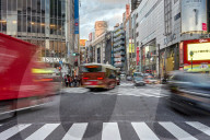 Traffic capture with blurred motion through the Shibuya Crossing.