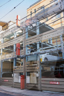 Car parking with elevator for cars in Japan.