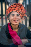 Portrait of Pa-O woman at Ywama Market, Inle Lake, Shan State, Myanmar (Burma)