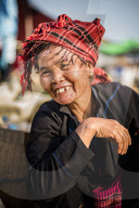 Portrait of Pa-O woman at Ywama Market, Inle Lake, Shan State, Myanmar (Burma)
