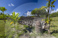 Taputapuatea marae , a UNESCO World Heritage site on Ra'iÄtea, Society Islands, French Polynesia.
