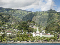 A view of Papeete, on the NW coast of Tahiti, Society Islands, French Polynesia.
