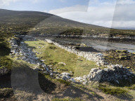 The remains of the British Garrison established at Port Egmont in 1765 on Saunders Island, Falkland Islands.