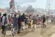 Pilgrims during the Allahabad Kumbh Mela, World?s largest religious gathering, Uttar Pradesh, India