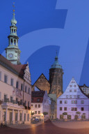 Townhall, Canaletto Building and St.Marien parish church at the market place, Pirna, Saxony Switzerland, Saxony, Germany