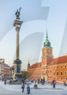 Sigismund's Column and Royal Castle in Castle Square in the old town, a UNESCO World Heritage site in Warsaw, Poland Europe.