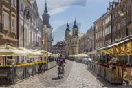 A street scene in the New Town in Warsaw, Poland, Europe.
