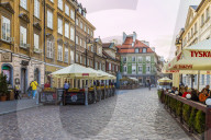 A street scene in the New Town in Warsaw, Poland, Europe.