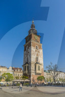 Town Hall Tower in the Main Square in the medieval old town, a UNESCO World site, in Krakow, Poland, Europe