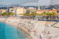 The beach on Promenade des Anglais in Nice, Alpes Maritimes, Cote d'Azur, Provence, France, Europe