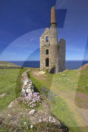 Wheal Owles tin mining engine house near Botallack, Cornwall, England, United Kingdom, Europe.