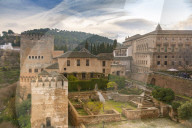 Alcazaba ruins at alhambra in Granada