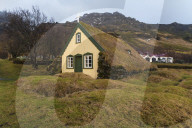 Lutheran Myrdal Turf Church of Hof surronded by moss, Skaftafell