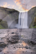 Skogafoss at Sunrise in the Summer.