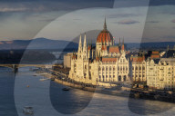 The Parliament building in dramatic light, UNESCO World Heritage Site, Budapest, Hungary, Europe