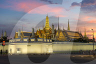 Grand Palace and Wat Phra Kaew at night, Bangkok, Thailand