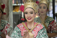 Girls dressed in traditional dancing costume, Bangkok, Thailand,