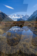 A typical autumnal Patagonian landscape with Mount Fitz Roy, El Chalten, Patagonia, Argentina,
