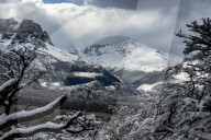 Winter scene at Piedras Blancas Glacier, El Chalten, Patagonia.