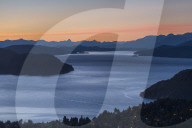 Intense sunset over lake Nahuel Huapi, San Carlos de Bariloche, Patagonia, Argentina.