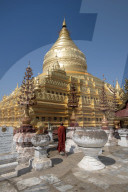 The great Stupa in the Shwezigon Pagoda in Bagan in Myanmar.