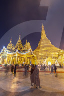 The Shwedagon Pagoda at night, Yangon, Myanmar (Burma)