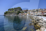 Parga castle and waterfront, Parga, Preveza, Greece